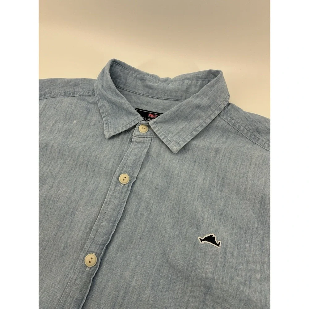 Vineyard Vines Classic Fit Chambray Button Down Shirt Men's XL Subtle Whale Logo